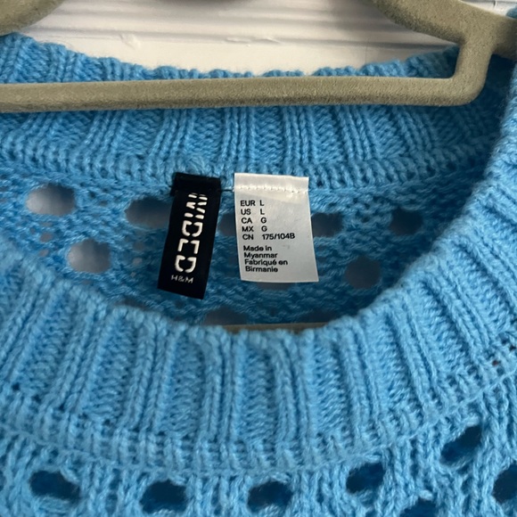 Open Knit Blue Sweater - Picture 2 of 5